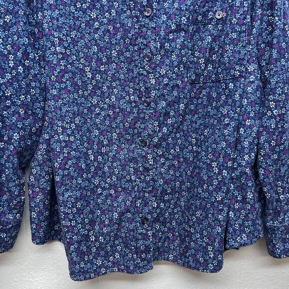 Basic Editions Floral Corduroy Shacket Womens 3X Lightweight Cotton Sustainable - Picture 4 of 11